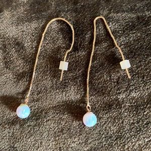Opal Threader Earrings 24kt Gold Chains